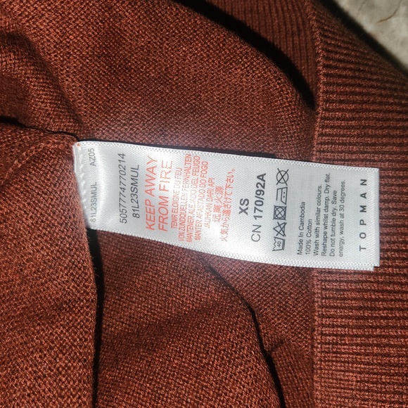 TOPMAN RUST QUARTER ZIP. SWEATER FOR MEN - Picture 6 of 6